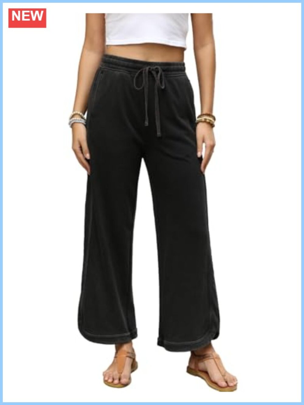 Womens Wide Leg Sweatpants High Waisted Cotton Polyester Loose Pants
